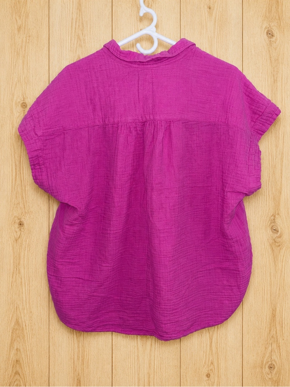 Gap 100% Cotton Gauze Cap Sleeve Button Down Top Pink Summer Top - XL - Picture 4 of 8